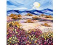 Colorful Desert Wildflowers Palette Knife Oil Painting