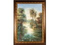 Signed K. Hillman Oil On Canvas, Tropical Landcape