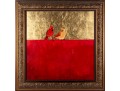 Framed Cardinal Pair Oil On Canvas Painting