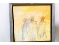 Mary B. Harrington (American, 20th C.) Mixed Media On Board, Three Figures In Yellow