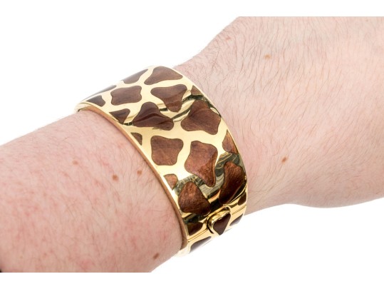 Roberto Coin 18k Yellow Gold Magnificent Ultra Wide Giraffe Patterned Bangle Bracelet