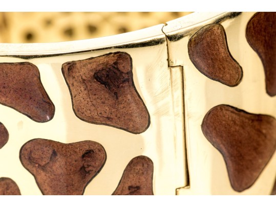 Roberto Coin 18k Yellow Gold Magnificent Ultra Wide Giraffe Patterned Bangle Bracelet