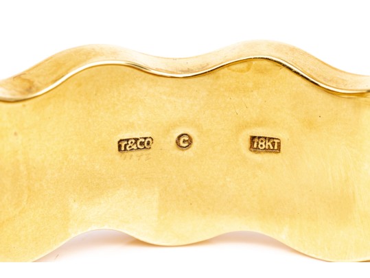 Tiffany & Co. 18k Yellow Gold Angela Cummings Wonderful Inlaid Wave Bangle, With Box