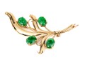14k Yellow Gold Striking Vintage Nephrite Jade Spray Foliate Brooch