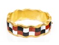 Tiffany & Co. 18k Yellow Gold Angela Cummings Wonderful Inlaid Wave Bangle, With Box