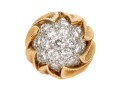 Van Cleef & Arpels 18k Yellow Gold Stunning Vintage Pave Diamond Foliate Ring, Size 3.75