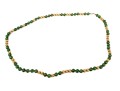 Fabulous Retro Opera Length Nephrite Jade And Corrugated 14k Gold Bead Necklace