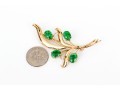 14k Yellow Gold Striking Vintage Nephrite Jade Spray Foliate Brooch