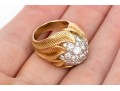 Van Cleef & Arpels 18k Yellow Gold Stunning Vintage Pave Diamond Foliate Ring, Size 3.75