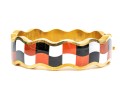 Tiffany & Co. 18k Yellow Gold Angela Cummings Wonderful Inlaid Wave Bangle, With Box