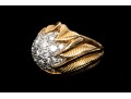 Van Cleef & Arpels 18k Yellow Gold Stunning Vintage Pave Diamond Foliate Ring, Size 3.75