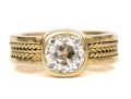 18k Yellow Gold Gorgeous Handmade Ring With Bezel Set Diamond, Size 5.75