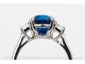 Platinum Beautiful Sapphire And Diamond Three Stone Ring, Size 5.75