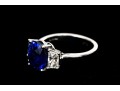 Platinum Beautiful Sapphire And Diamond Three Stone Ring, Size 5.75