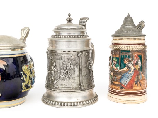 Group Of Five Vintage German Steins