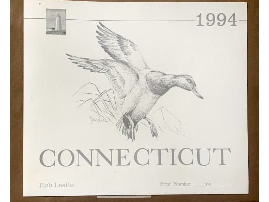 Rob Leslie Signed & Numbered 1993 1994 Connecticut Duck Stamp Framed Prints