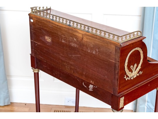Antique Louis XVI Style Tambour Secretary Desk With Chair