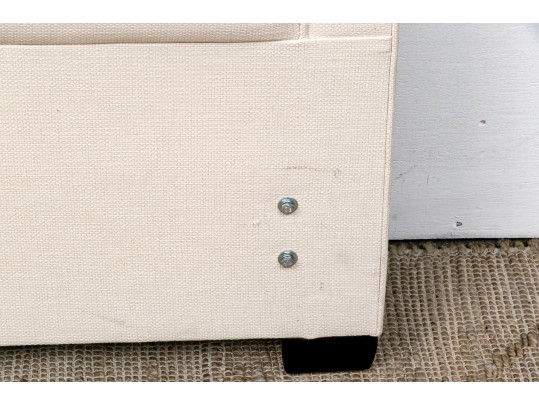 King Size White Fabric Upholstered Headboard