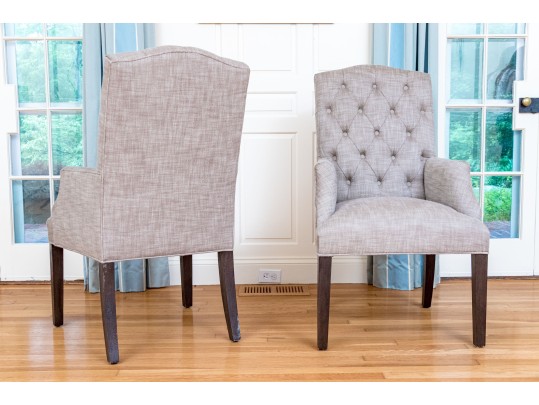 Pair Of Restoration Hardware Button Tufted Armchairs