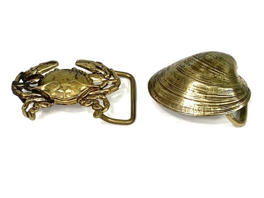 Two Artisan Nantucket Nautical Brass Belt Buckles