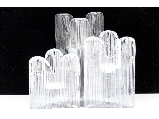 Three Vintage Kosta Boda Crystal Graduated Candlesticks 