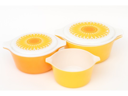 Three Vintage Pyrex Containers