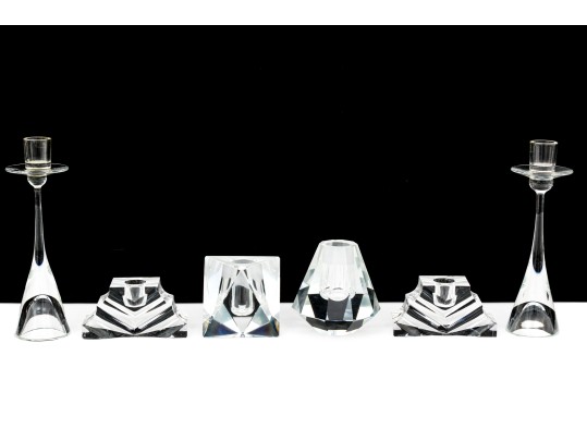Collection Of Six Fine Crystal Candle Holders 