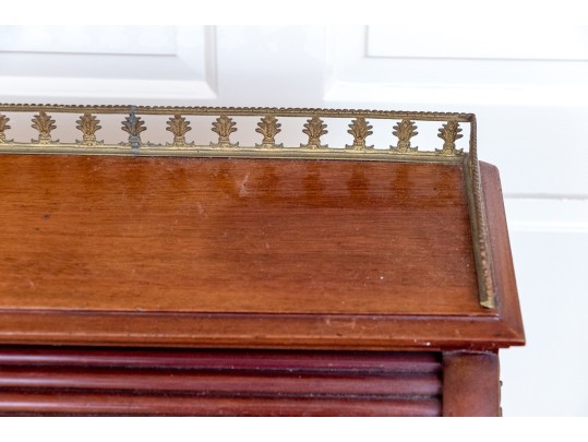 Antique Louis XVI Style Tambour Secretary Desk With Chair