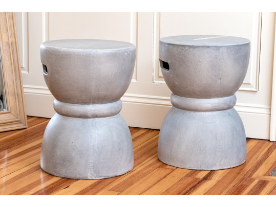 Pair Of Composite Plaster Grarden Stools