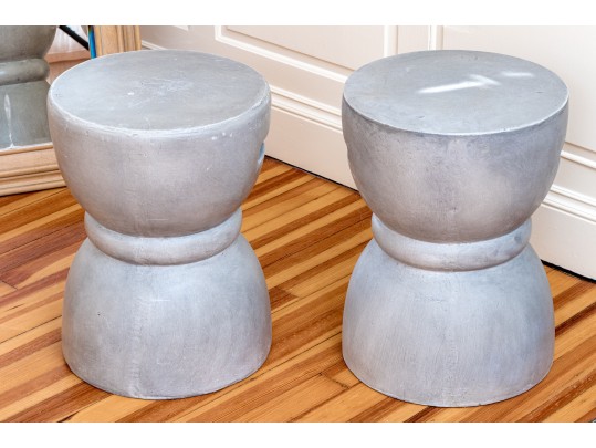 Pair Of Composite Plaster Grarden Stools