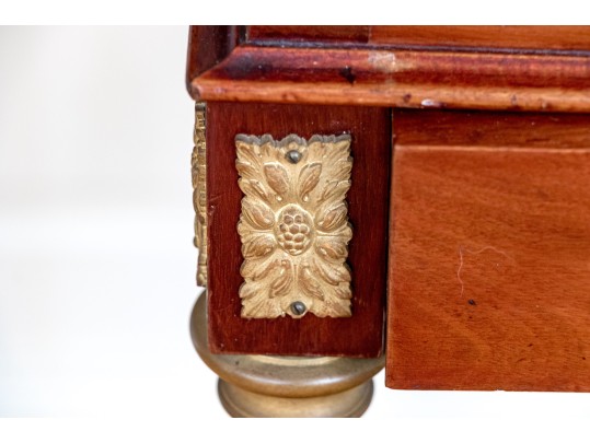 Antique Louis XVI Style Tambour Secretary Desk With Chair