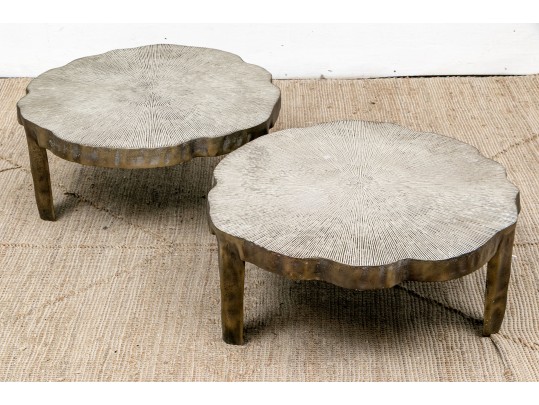 Chic Pair Of Serena And Lilly Cast Aluminum Tables