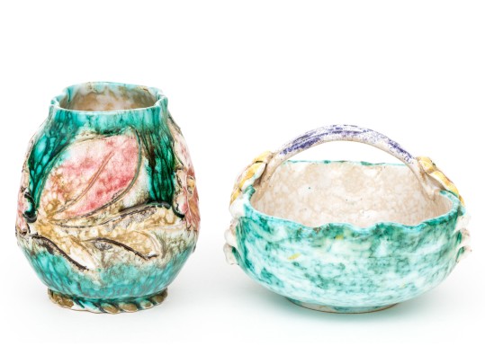 Two Vintage Italian Glazed Terracotta Vessels 
