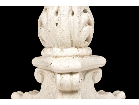 Pair Of Tall White Painted Iron Column Form Table Lamps