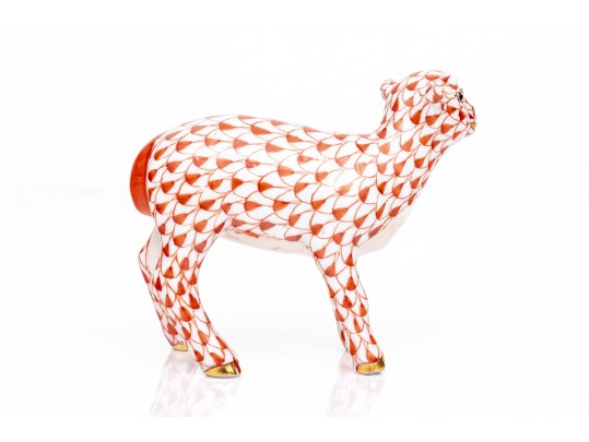 Herend Hand Painted Rust Fishnet Baby Calf Figure 