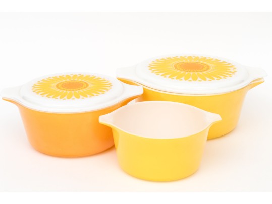 Three Vintage Pyrex Containers