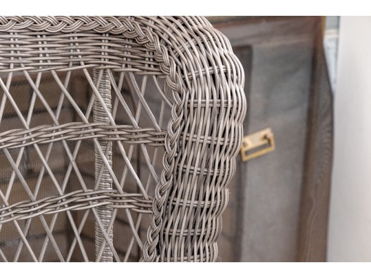 Pair Of Wicker Wingback Armchairs