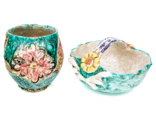 Two Vintage Italian Glazed Terracotta Vessels 
