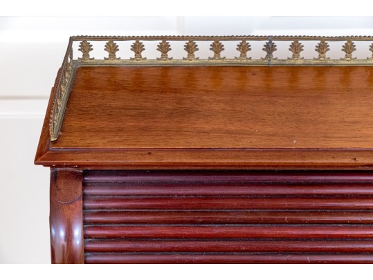 Antique Louis XVI Style Tambour Secretary Desk With Chair