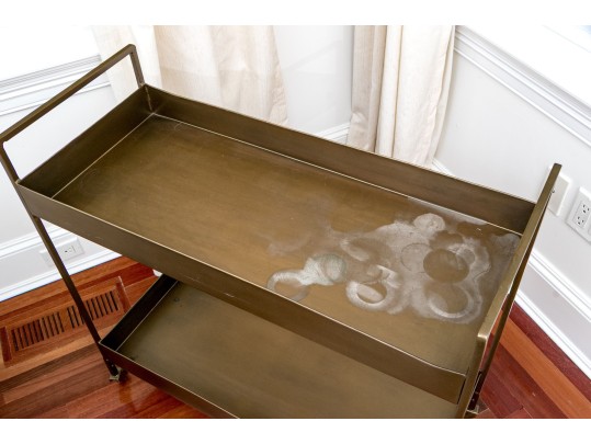 Industrial Chic Antiqued Brass Tone Bar Cart