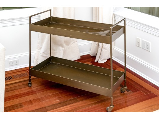 Industrial Chic Antiqued Brass Tone Bar Cart