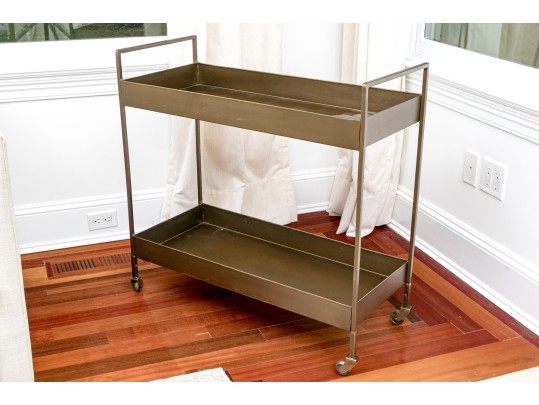 Industrial Chic Antiqued Brass Tone Bar Cart