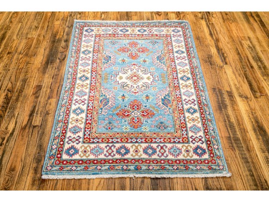 Hand-knotted Wool Kazak Carpet, 4'-10