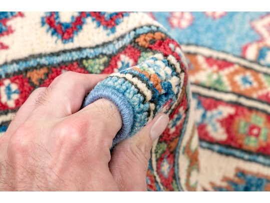 Hand-knotted Wool Kazak Carpet, 4'-10