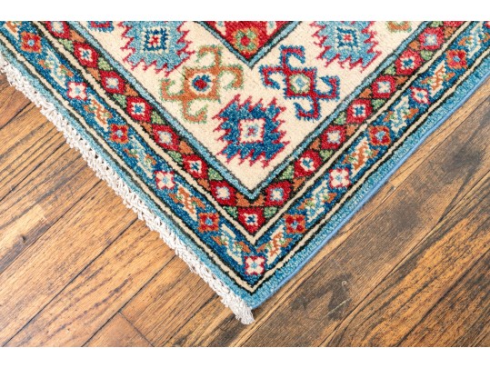 Hand-knotted Wool Kazak Carpet, 4'-10