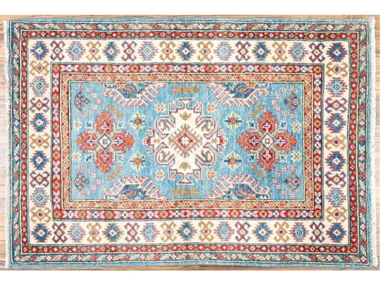 Hand-knotted Wool Kazak Carpet, 4'-10