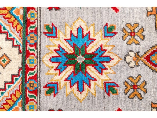 Hand-knotted Wool Pakistan Kazak Accent Carpet, 4'-1