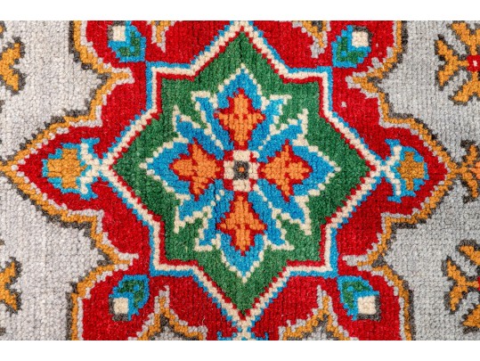 Hand-knotted Wool Pakistan Kazak Accent Carpet, 4'-1