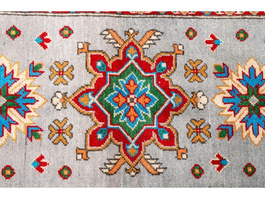 Hand-knotted Wool Pakistan Kazak Accent Carpet, 4'-1