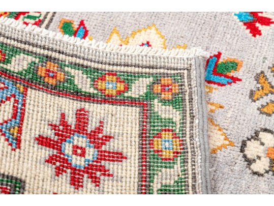 Hand-knotted Wool Pakistan Kazak Accent Carpet, 4'-1